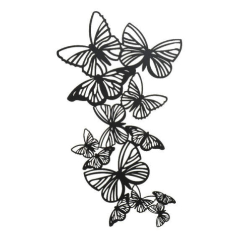 Dekorace na zeď kovová motýli černá 71,5cm Kaemingk