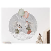 DEKORACJAN Nálepka na zeď - Krajina snů - Myšky s balónky Velikost: L