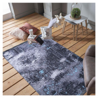 Vícebarevný koberec se stříbrno-modrým motivem