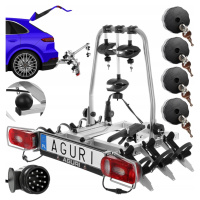 Nosič Jízdních Kol Držák Platformy Na Háček Pro 3 Jízdní Kola Aguri Uzamykatelný Sklopný