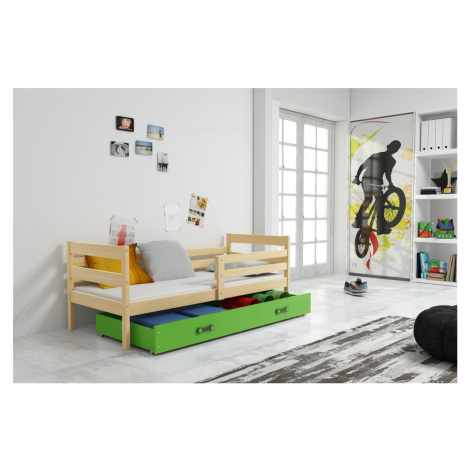 BMS Dětská jednolůžková postel s úložným prostorem ERYK | borovice Barva: Borovice / zelená, Roz