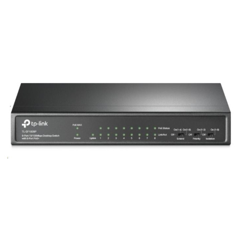 TP-Link CCTV switch TL-SF1009P (8x100Mb/s, 1x100Mb/s uplink, 8xPoE+, 65W, fanless) TP LINK