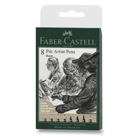 Popisovač Faber-Castell Pitt Artist Pen sada 8 ks, různé hroty, černý Faber-Castell