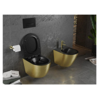MEXEN Lena Závěsná WC mísa včetně sedátka s slow-slim, duroplast, černá mat / zlatý vzor 3022407