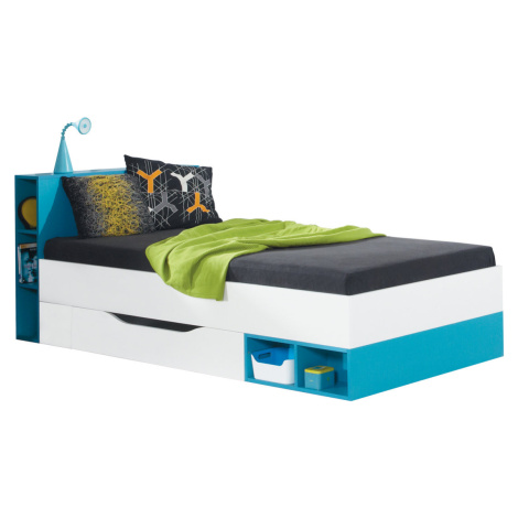 Dětská postel Mobi MO18 Barva korpusu: Bílá/Tyrkysová, Varianta Si: Čelo pravé Meblar