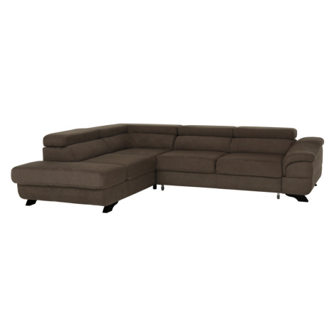 Rohová rozkládací sedačka, hnědá, látka, levá, LEGAS Tempo Kondela