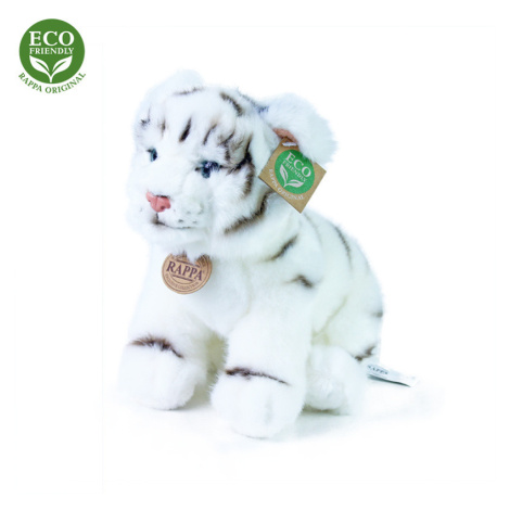 plyšový tygr bílý sedící, 25 cm, ECO-FRIENDLY