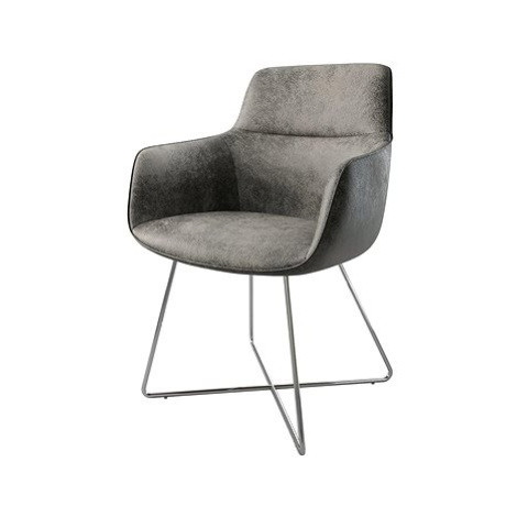 DELIFE Jídelní židle Pejo-Flex šedý vintage podnož ve tvaru "X" z nerezové oceli