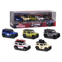 Autíčka terénní Suzuki Jimny Majorette kovová 7,5 cm délka sada 5 druhů v dárkovém balení