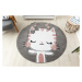 Dětský kusový koberec Petit Kitty cat grey kruh Kruh Ø 120 cm