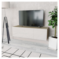 vidaXL TV stolek kompozitní dřevo 120x40x34 cm bílý vysoký lesk a dub