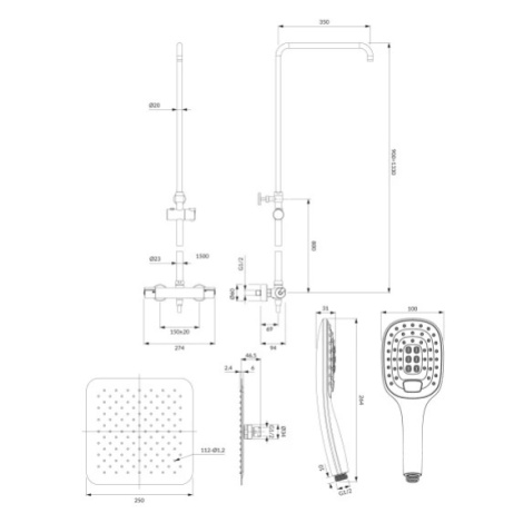 OMNIRES UNI termostatický sprchový sloup chrom /CR/ Y1244DCR