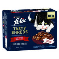 Felix Tasty Shreds Multipack hovězí, kuře, kachna a krůta ve šťávě 12x80g