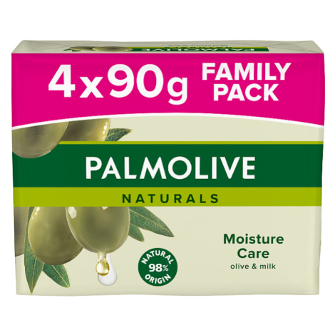 Palmolive Naturals tuhé mýdlo s výtažky z mléka a oliv 4x90g - family pack