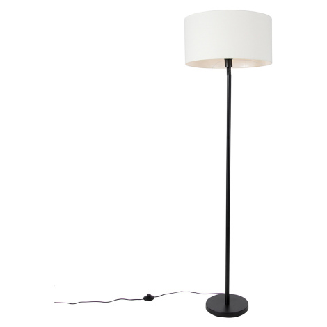 Stojací lampa černá se stínidlem bílá 50 cm - Simplo QAZQA