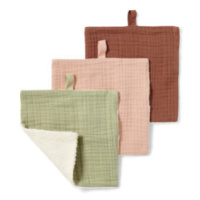 Kosmetické ručníky, 3 ks, zelený, růžový a rezavý