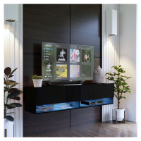 Závěsný televizní stolek ANTOFALLA 175, černý/černý lesk