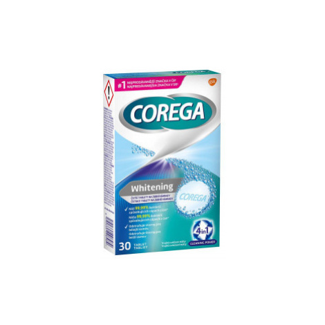 Corega Whitening čisticí tablety 4v1 na zubní náhrady pro bělejší úsměv, 30ks