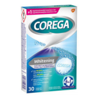 Corega Whitening čisticí tablety 4v1 na zubní náhrady pro bělejší úsměv, 30ks