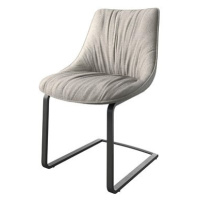 DELIFE Jídelní židle Elda-Flex plochá tkanina světle šedá konzolová podnož plochá černá