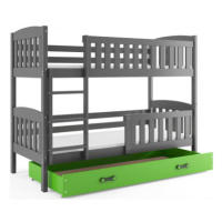 Dětská patrová postel KUBUS s úložným prostorem 90x200 cm - grafit Zelená