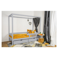 Vyspimese.CZ Dětská postel Míša se zábranou-dva šuplíky Rozměr: 80x180 cm, Barva: šedá
