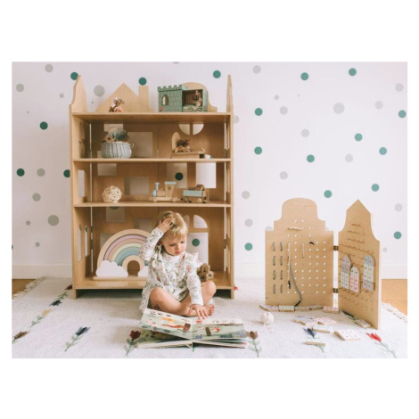 Myminihome Dřevěná knihovna 3v1 do dětského pokoje ve tvaru domku Zvolte barvu stran: Modrá, Zvo