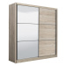 Šatní skříň s posuvnými dveřmi a zrcadlem debby 215 - dub šedý