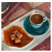 Turecký kávový set 2 šálků s podšálky, tyrkysová vlna - Selamlique