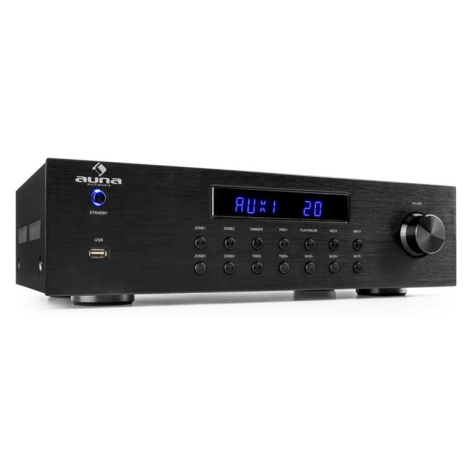 Auna AV2-CD850BT, 4-z&oacute;nov&yacute; stereo zesilovač, 8 x 50 W RMS, bluetooth, USB, CD, čer