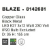 NOVA LUCE závěsné svítidlo BLAZE měďené sklo a černý kov E27 3x12W 230V IP20 bez žárovky 8142681