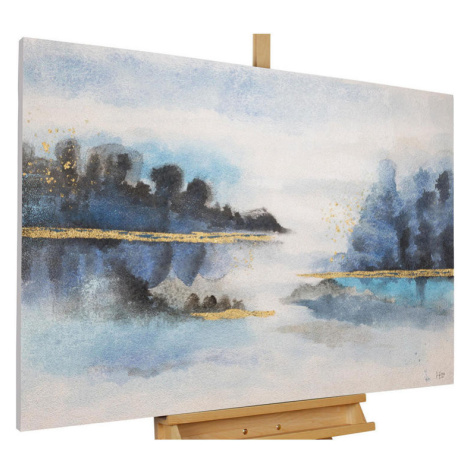 KUNSTLOFT RUČNĚ MALOVANÝ AKRYLOVÝ OBRAZ MODRÝ/BÍLÝ CM