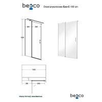 BESCO Obdélníkový sprchový kout EXO-C 100 x 80 cm, leštěný hliník, čiré sklo