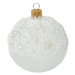 H&L Vánoční ozdoba koule 10cm, bílá s krajkovým motivem, varianta 2
