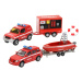 2-Play hasičská auta CZ 13cm kov s přívěsem a vozíkem na baterie se světlem a zvukem