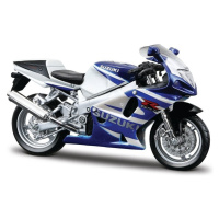 Burago kovový model motorky suzuki gsx-r750 1:18 modrobílá