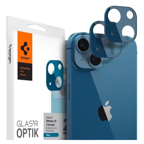 Spigen ochranné sklo tR Optik pro iPhone 13 / 13 mini, 2ks, modrá - AGL04037