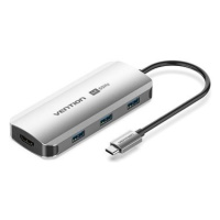 Vention 5-in-1 USB-C to HDMI/USB 3.0 x3/PD Docking Station 0.15M Gray Aluminum Alloy Type