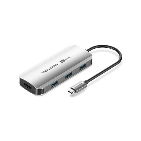 Vention 5-in-1 USB-C to HDMI/USB 3.0 x3/PD Docking Station 0.15M Gray Aluminum Alloy Type