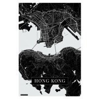 Mapa Hong Kong black, 26.7x40 cm