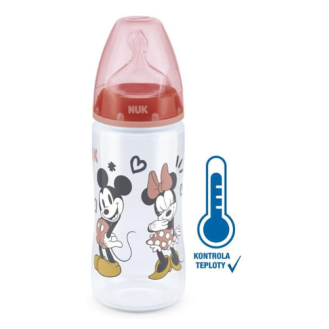 NUK FC+ láhev Mickey s kontrolou teploty, 300 ml - červená