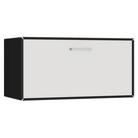 mauser Závěsný samostatný box, 1 výklopná barová dvířka, šířka 770 mm, černá / signální bílá