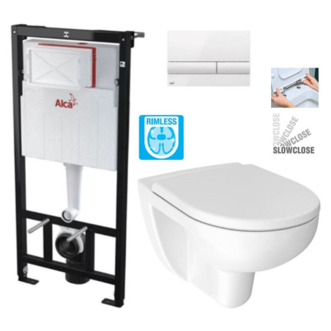 ALCADRAIN Sádromodul předstěnový instalační systém s bílým tlačítkem M1710 + WC JIKA LYRA PLUS R