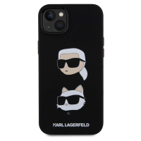 Karl Lagerfeld Liquid Silicone Karl and Choupette Heads Zadní Kryt pro iPhone 15 Plus Black