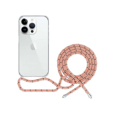 Spello Crossbody kryt se šňůrkou pro iPhone 15 Pro Max (Ultra) - transparentní / růžová šňůrka