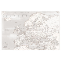 Mapa Rustic detailed map of Europe, Blursbyai, (40 x 26.7 cm)