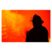 Fotografie Silhouetted fireman, Walter Bibikow, 40 × 26.7 cm