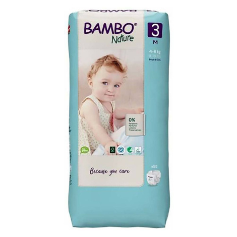 BAMBO Nature 3 Dětské plenkové kalhotky 4-8 kg 52 ks