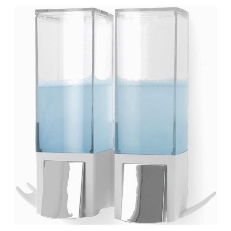 Compactor Edge nástěnný dávkovač mýdla / šampónu, chrom / ABS plast - bílý, 2 x 500 ml