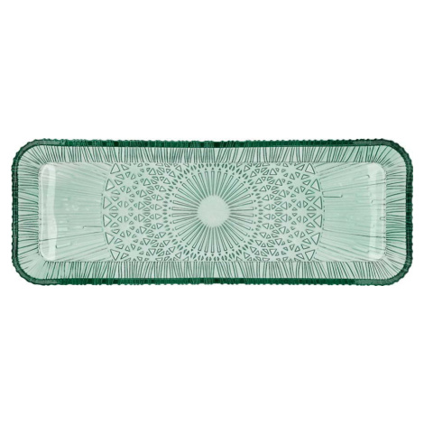 Zelený skleněný servírovací talíř 14x38 cm Kusintha – Bitz